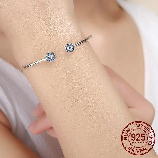 Lucky Blue Eye Bangle - 925 Sterling Silver
