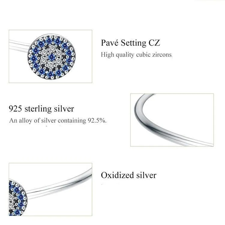 Lucky Blue Eye Bangle - 925 Sterling Silver