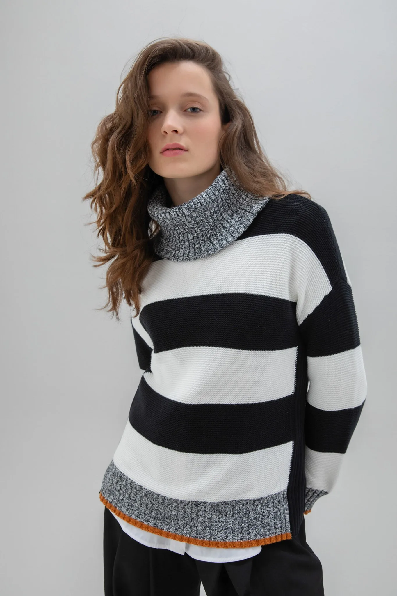 Marble Ladies LARGE STRIPES JUMPER Black & White
