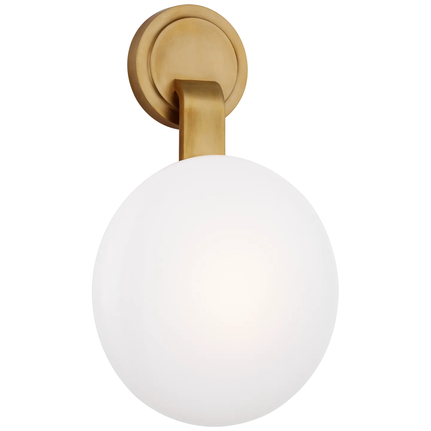 Marisol Medium Single Sconce in Soft Brass with White Glass