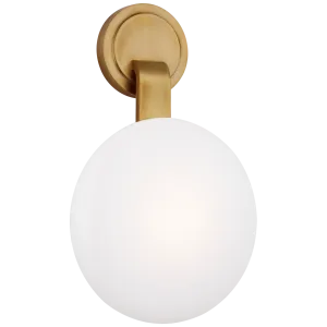 Marisol Medium Single Sconce in Soft Brass with White Glass