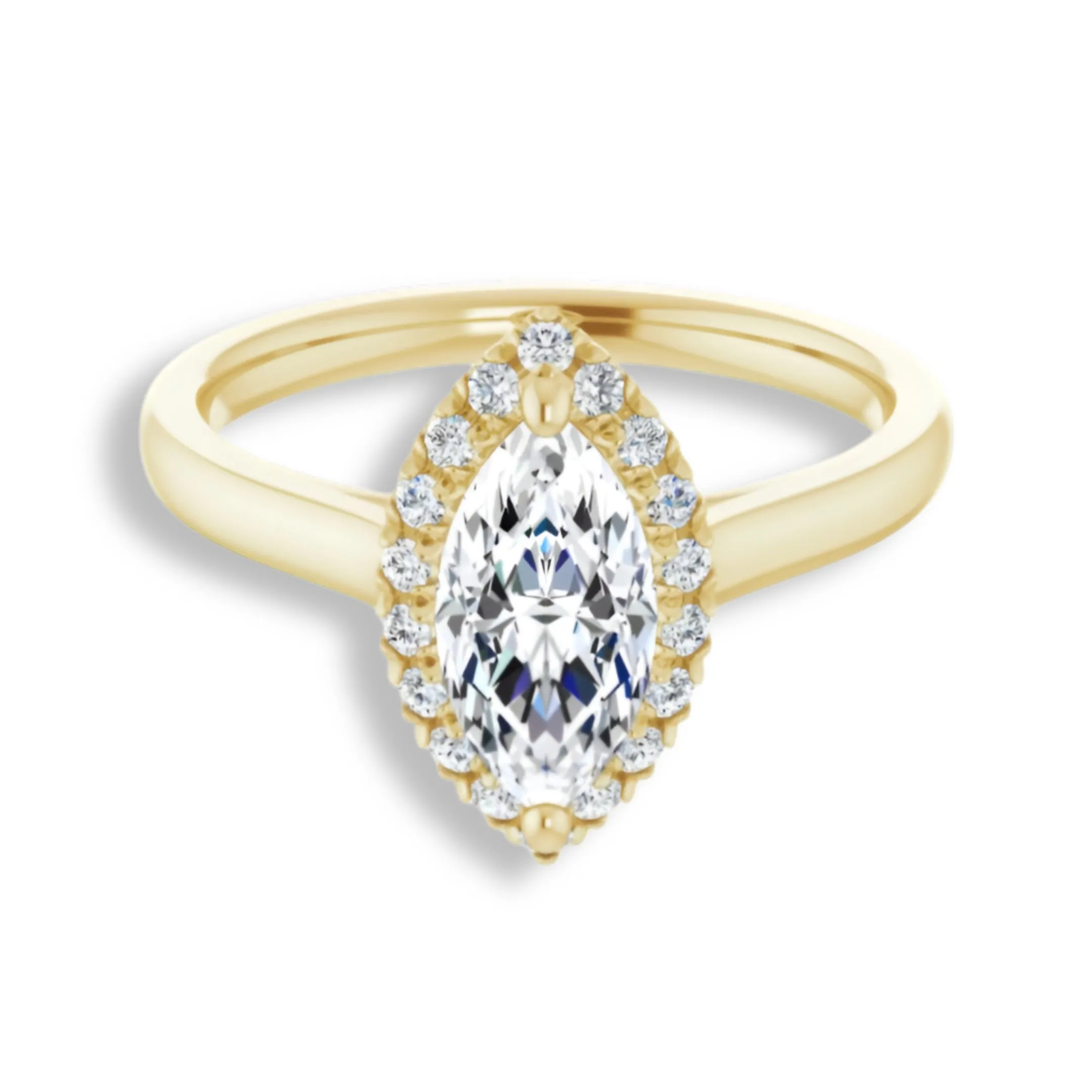 Marquise Cut Diamond Halo Engagement Ring