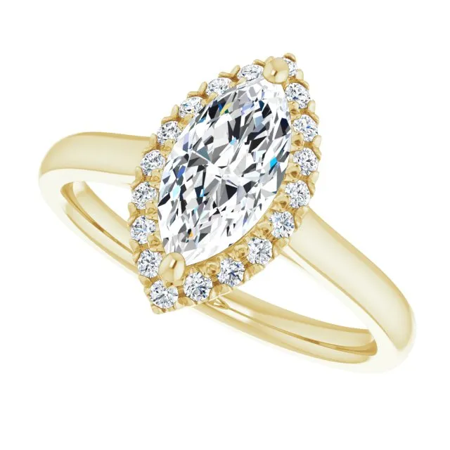 Marquise Cut Diamond Halo Engagement Ring