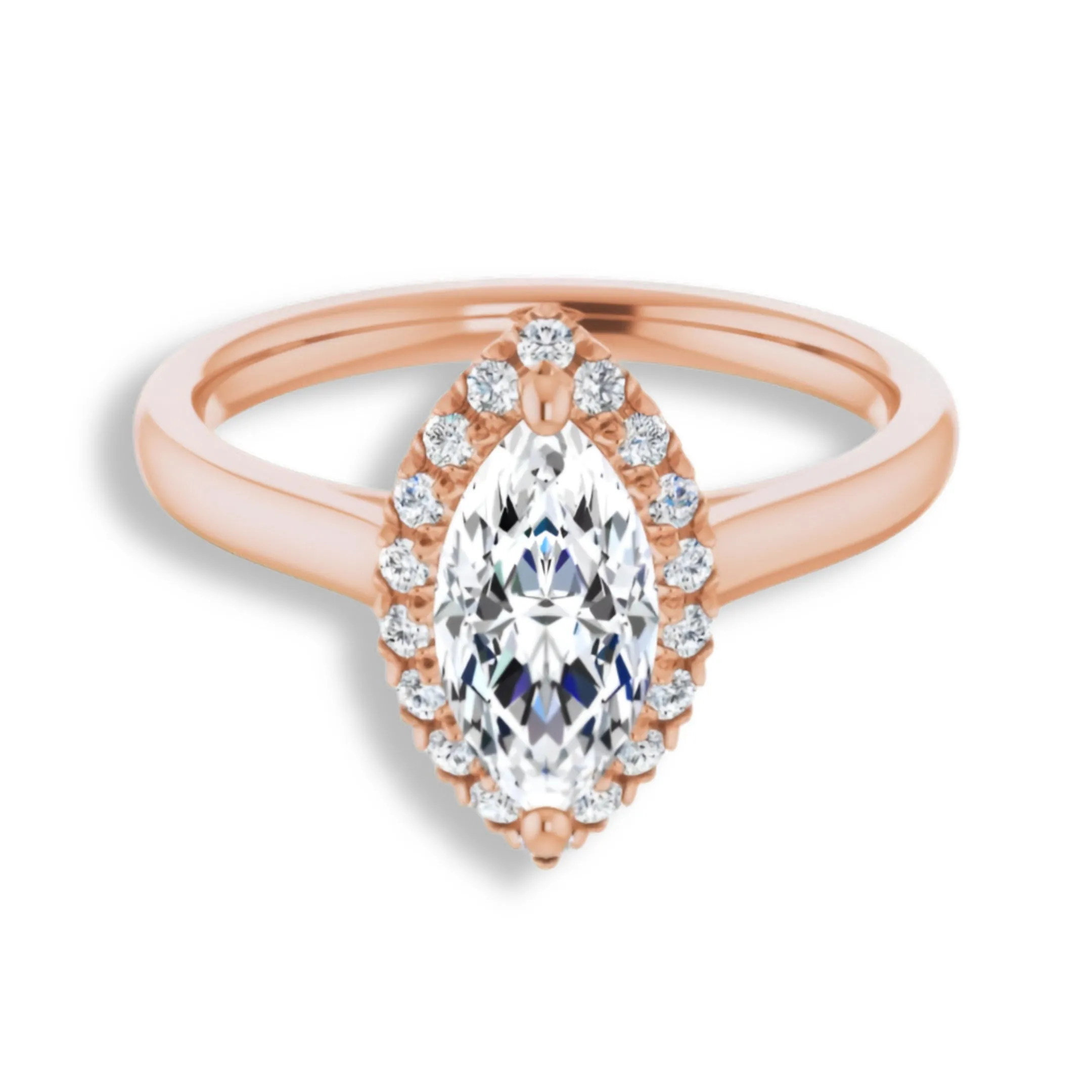 Marquise Cut Diamond Halo Engagement Ring