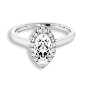 Marquise Cut Diamond Halo Engagement Ring