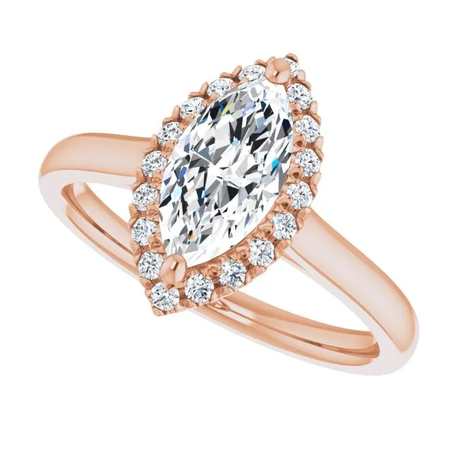 Marquise Cut Diamond Halo Engagement Ring