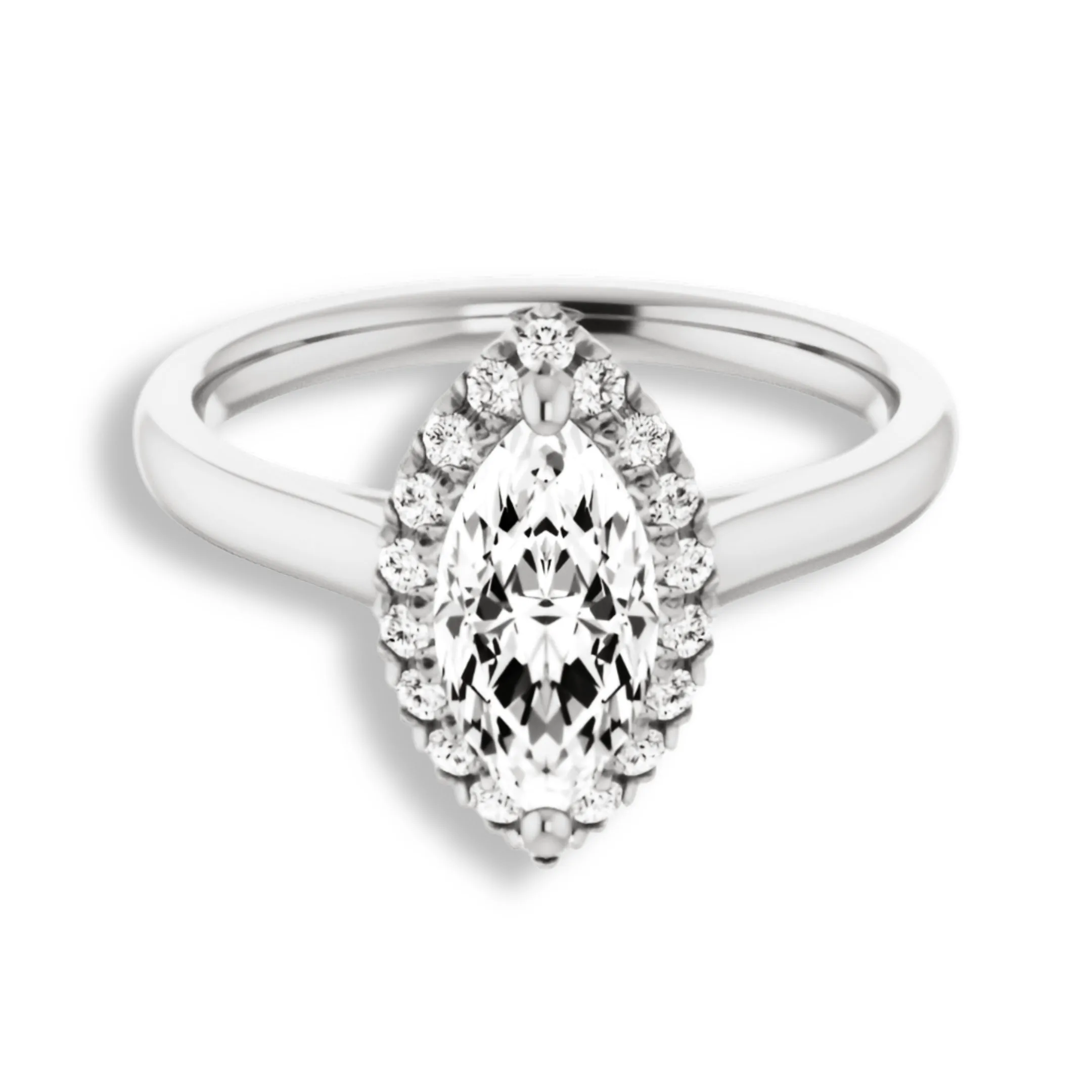 Marquise Cut Diamond Halo Engagement Ring