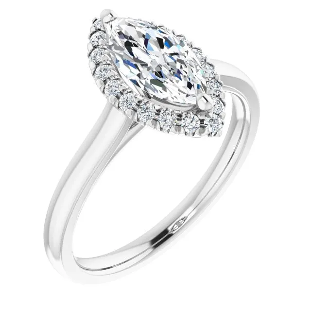 Marquise Cut Diamond Halo Engagement Ring