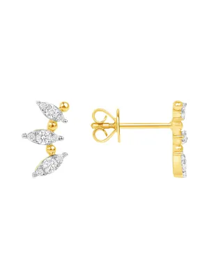 Marquise Illusion Climber Stud Earrings 14K