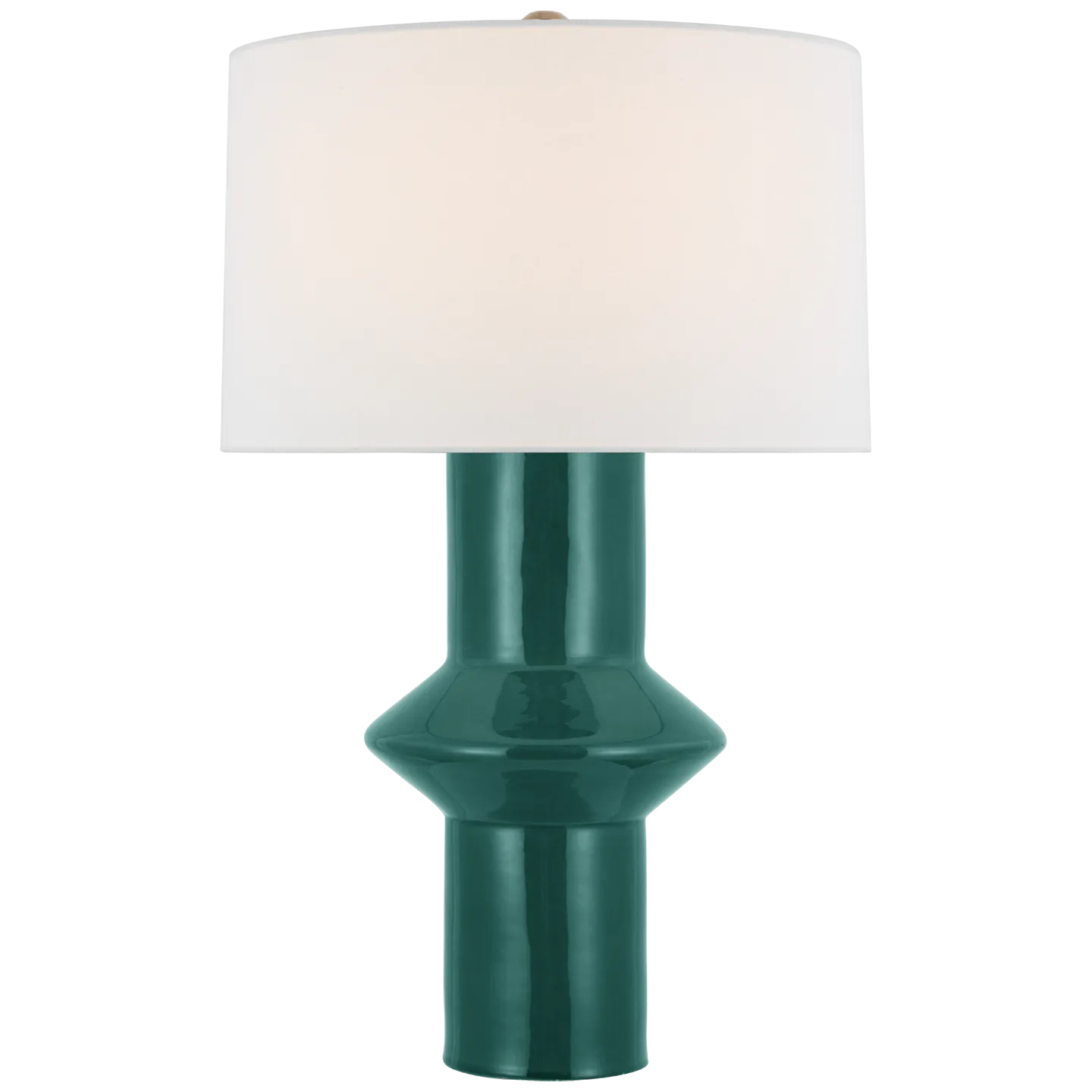 Maxime Medium Table Lamp in Emerald Crackle with Linen Shade