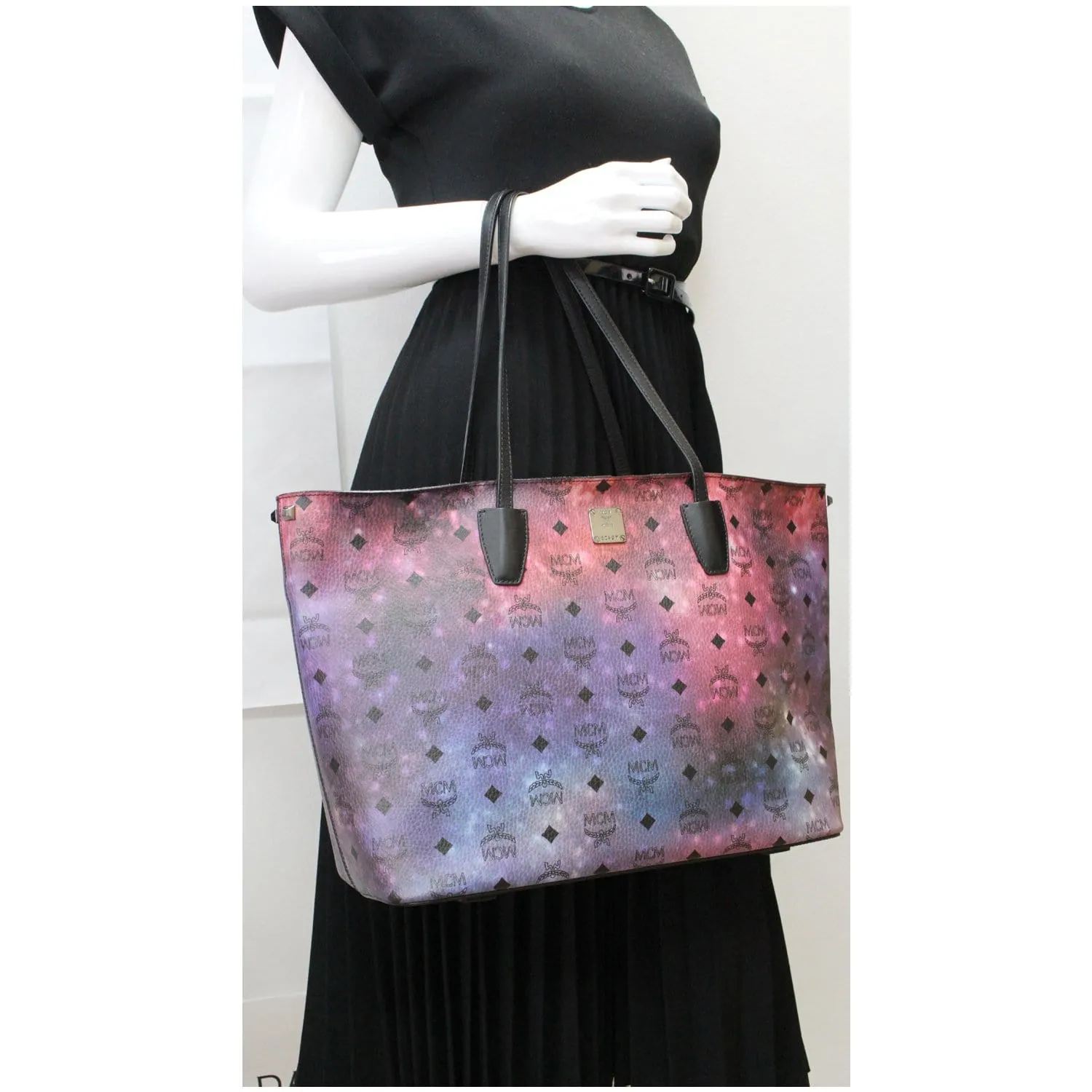 MCM Galaxy Visetos Medium Monogram Canvas Shopper Tote Multicolor - 25% OFF