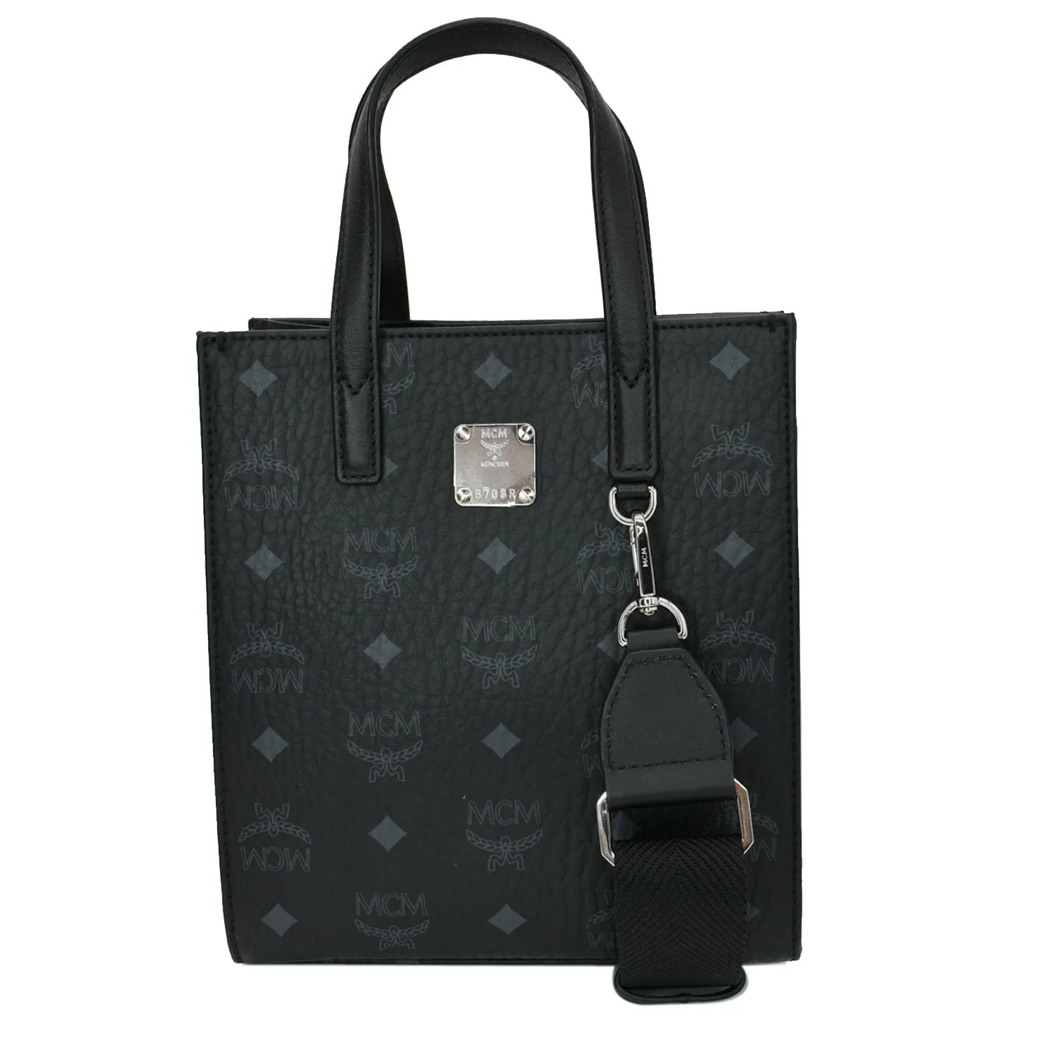 MCM Klassik Monogram Print Leather Tote Bag Black