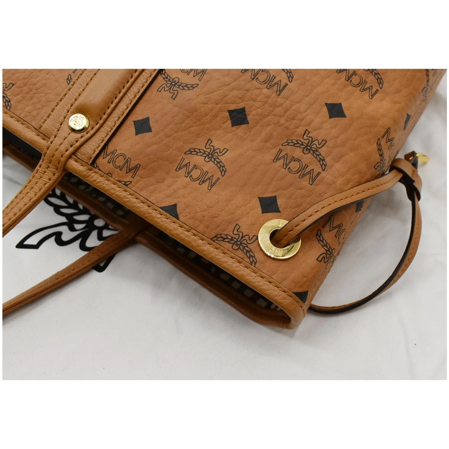 MCM Reversible Liz Medium Visetos Canvas Shopper Tote Bag Brown