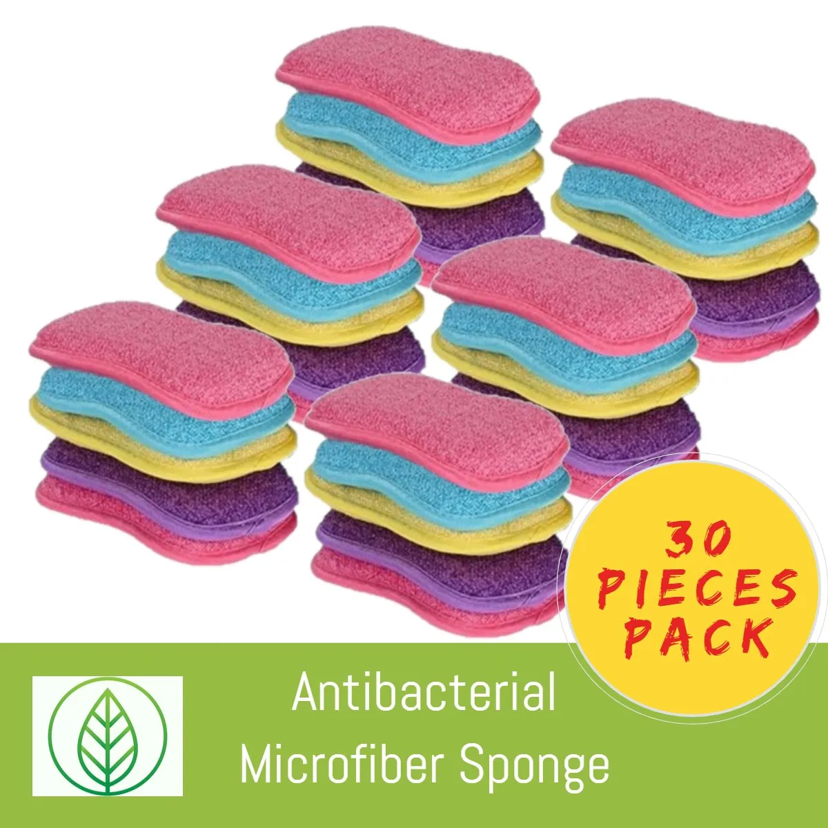 Microfiber Scrubbing Sponge – Multi-Pack Dual-Action Antibacterial Scrubbers