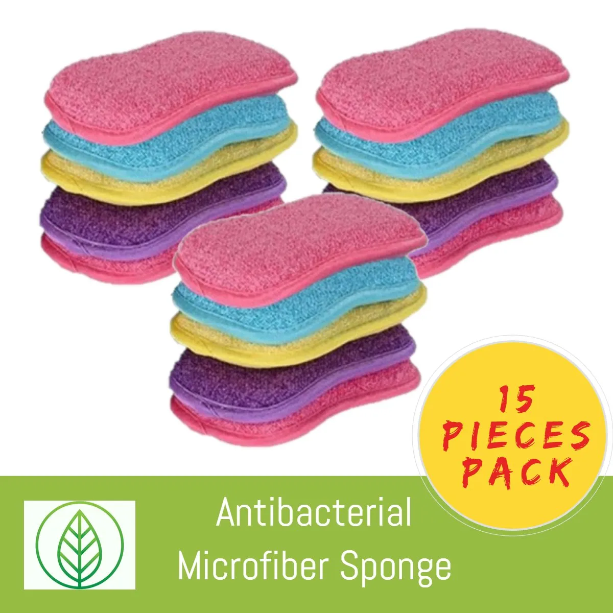 Microfiber Scrubbing Sponge – Multi-Pack Dual-Action Antibacterial Scrubbers