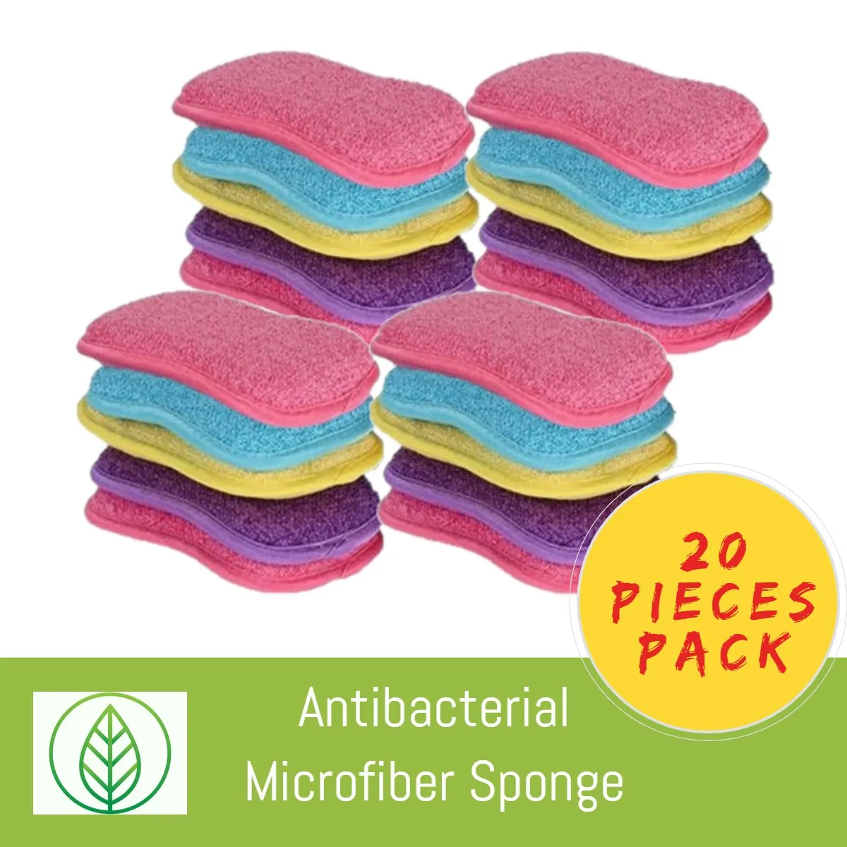 Microfiber Scrubbing Sponge – Multi-Pack Dual-Action Antibacterial Scrubbers