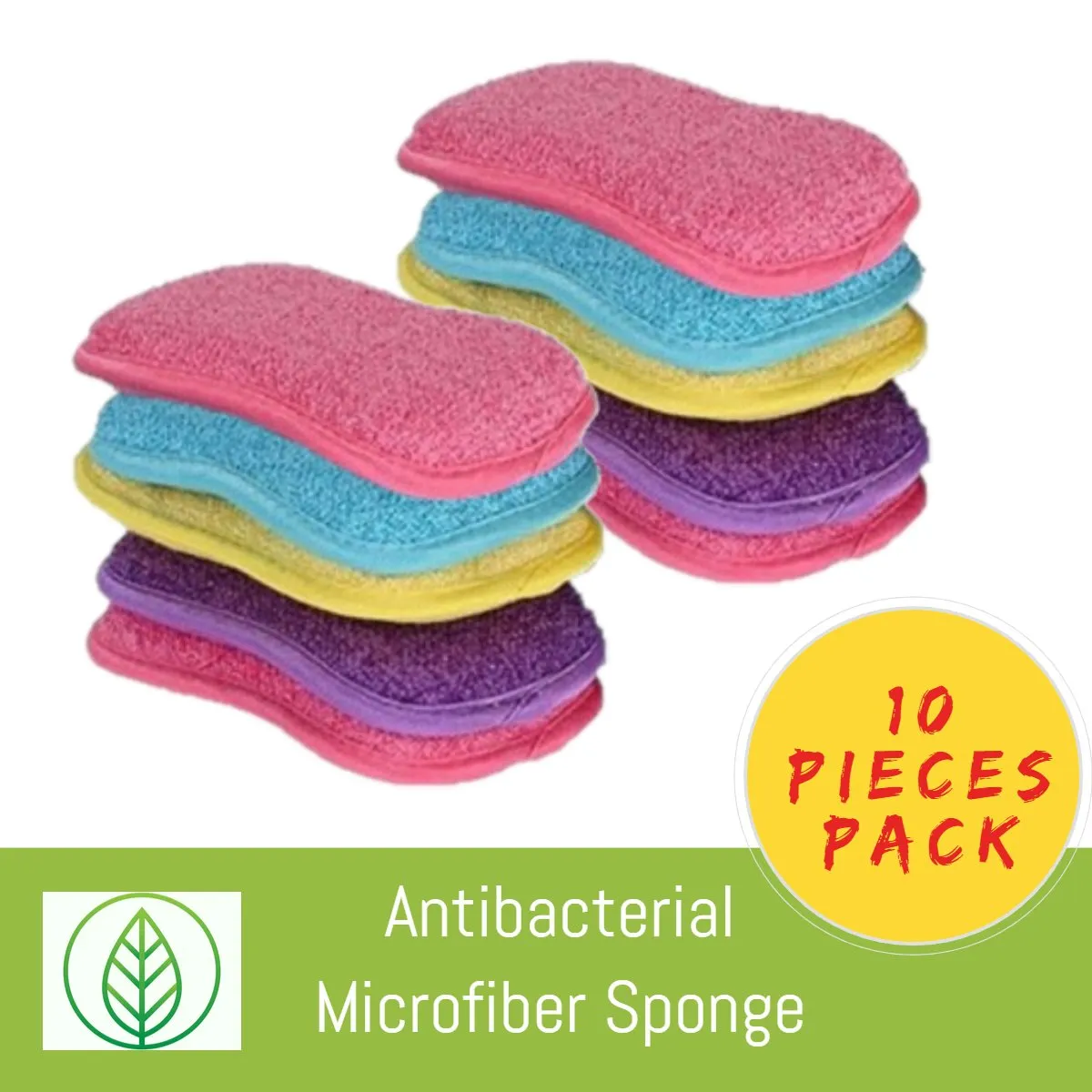 Microfiber Scrubbing Sponge – Multi-Pack Dual-Action Antibacterial Scrubbers
