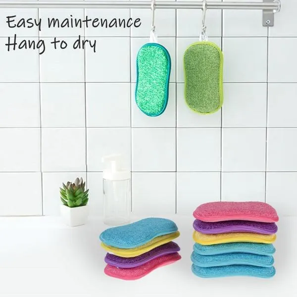 Microfiber Scrubbing Sponge – Multi-Pack Dual-Action Antibacterial Scrubbers