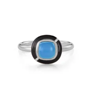 MINI GEO BLUE CHALCEDONY RING BLACK
