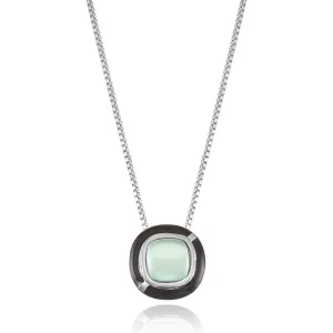 MINI GEO GREEN CHALCEDONY PENDANT BLACK