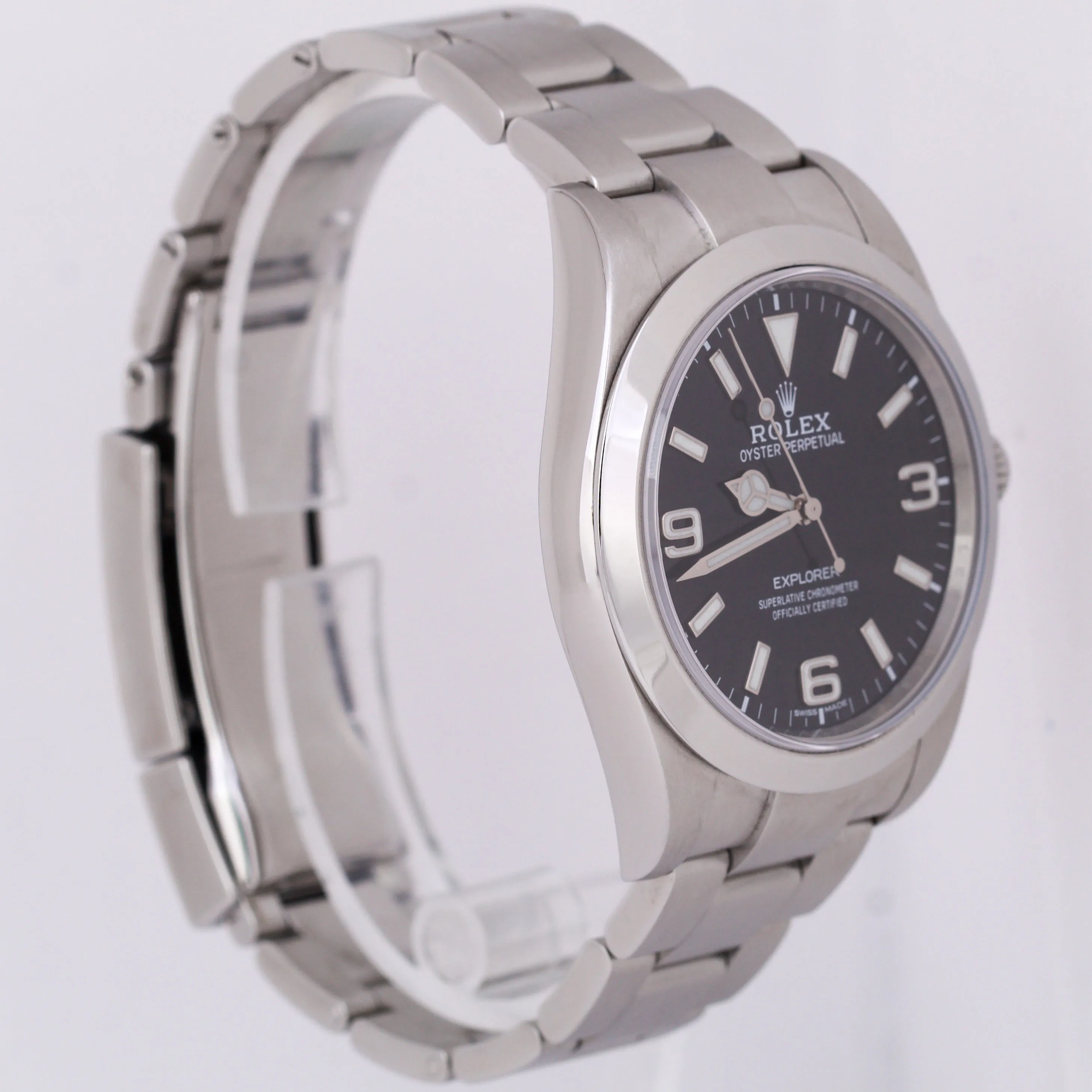 MINT PAPERS Rolex Explorer I Black 39mm MK2 LUME Steel Oyster Watch 214270 BOX