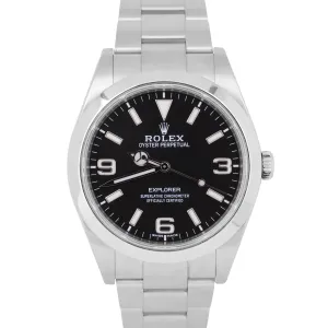 MINT PAPERS Rolex Explorer I Black 39mm MK2 LUME Steel Oyster Watch 214270 BOX