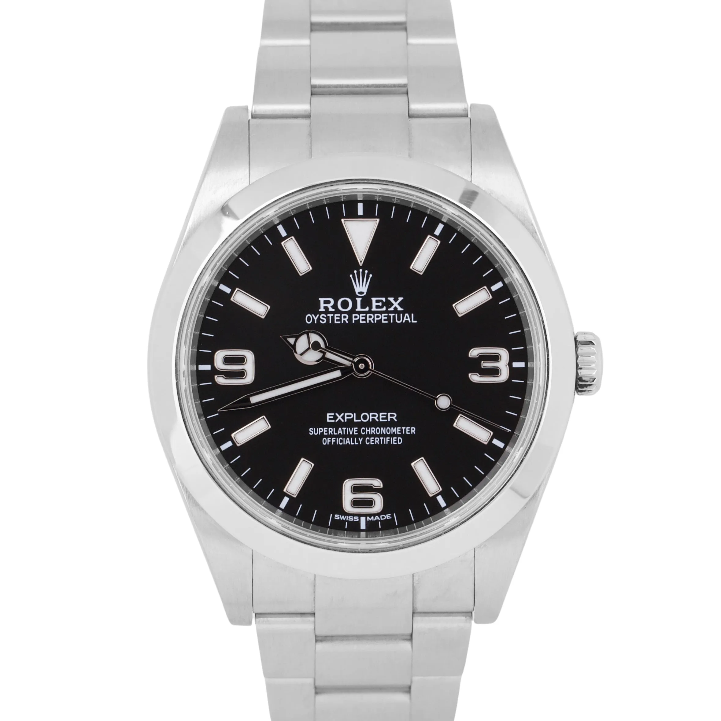 MINT PAPERS Rolex Explorer I Black 39mm MK2 LUME Steel Oyster Watch 214270 BOX