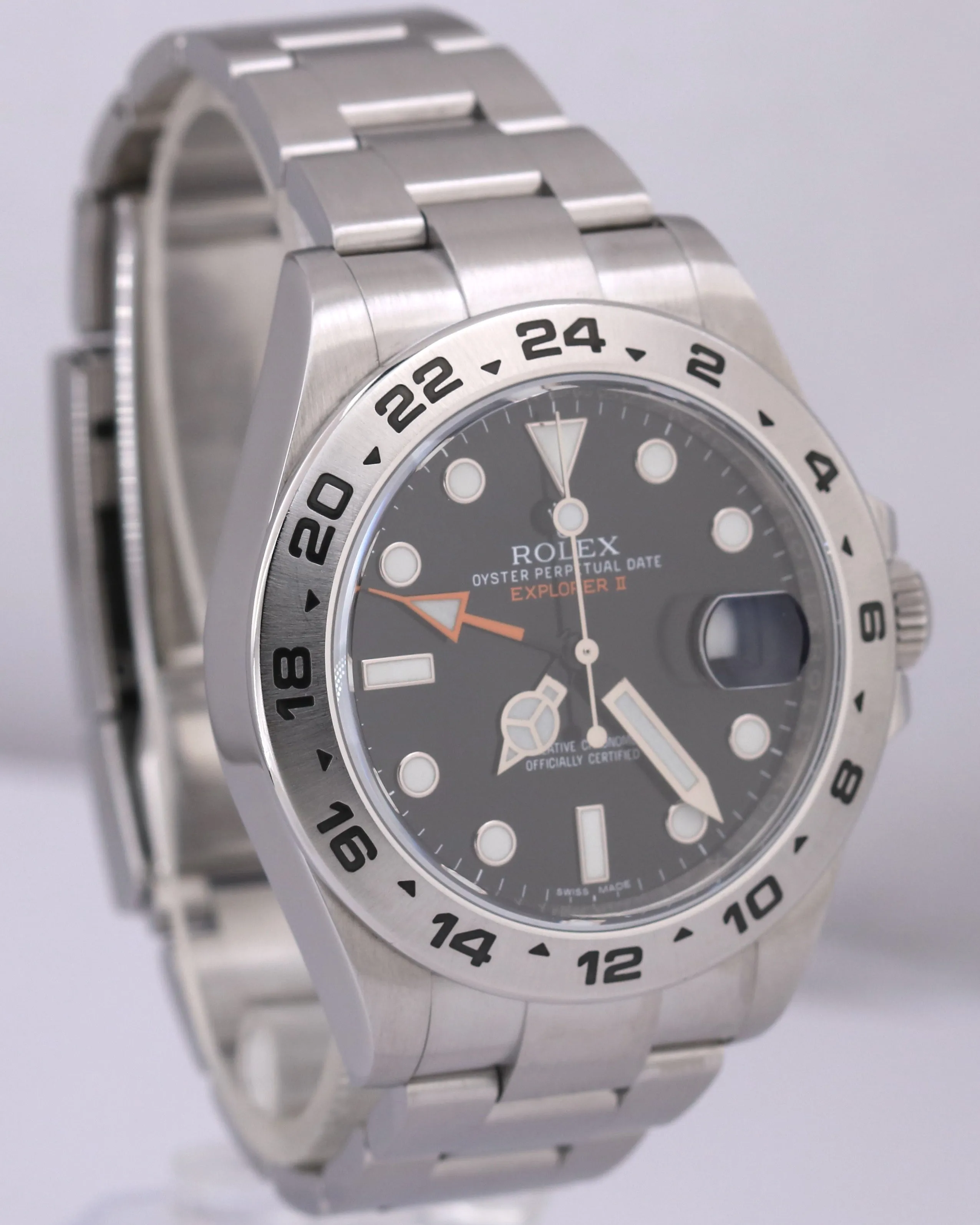 MINT Rolex Explorer II BLACK 42mm Stainless Steel Orange GMT Date Watch 216570