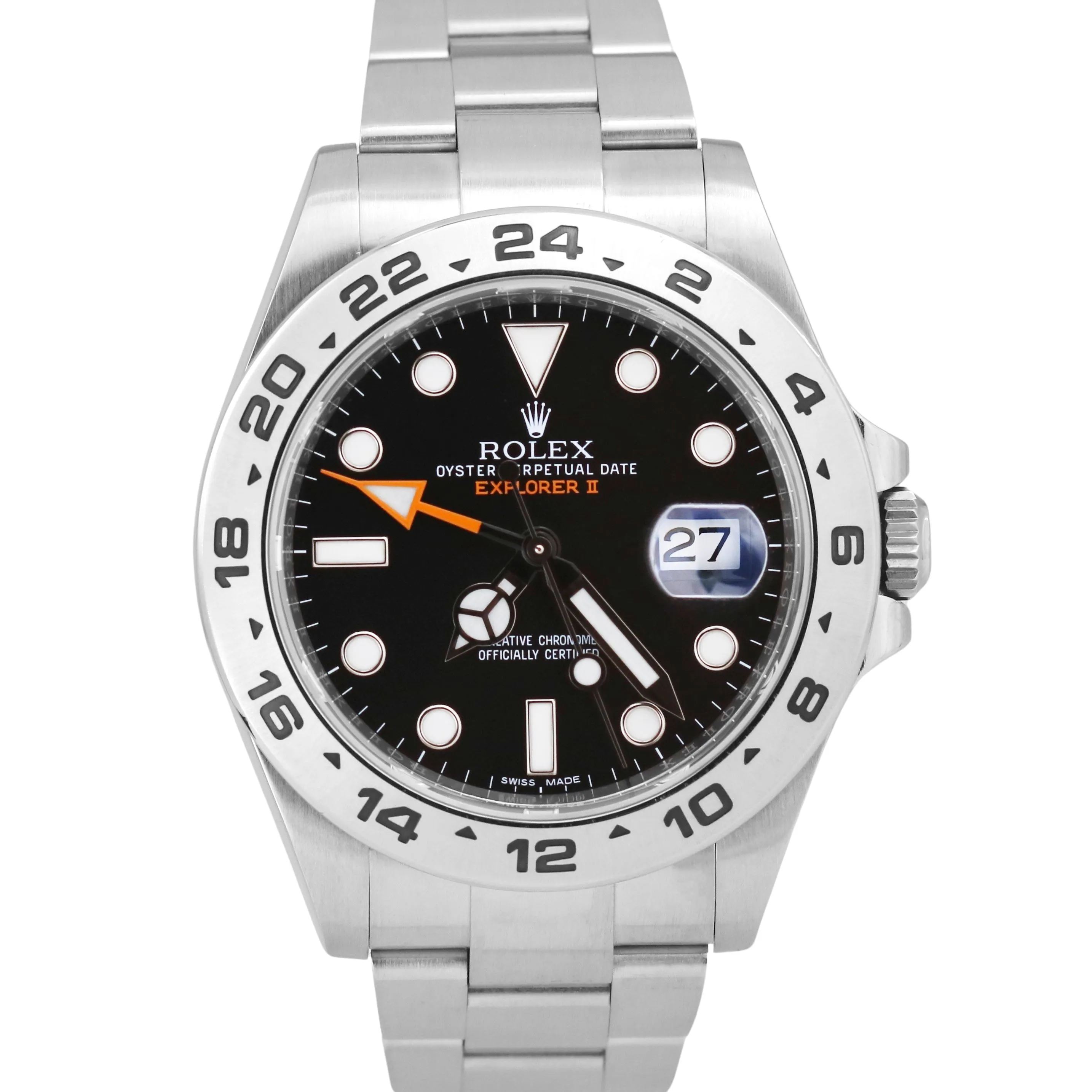 MINT Rolex Explorer II BLACK 42mm Stainless Steel Orange GMT Date Watch 216570