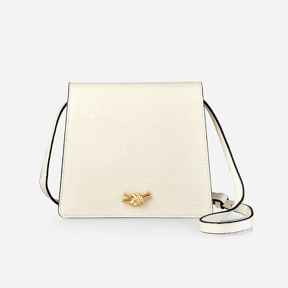 Mione Knot -  Embossed Croc Ivory