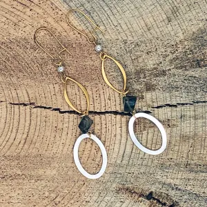 Mixed-metal Earrings with Smoky Quartz