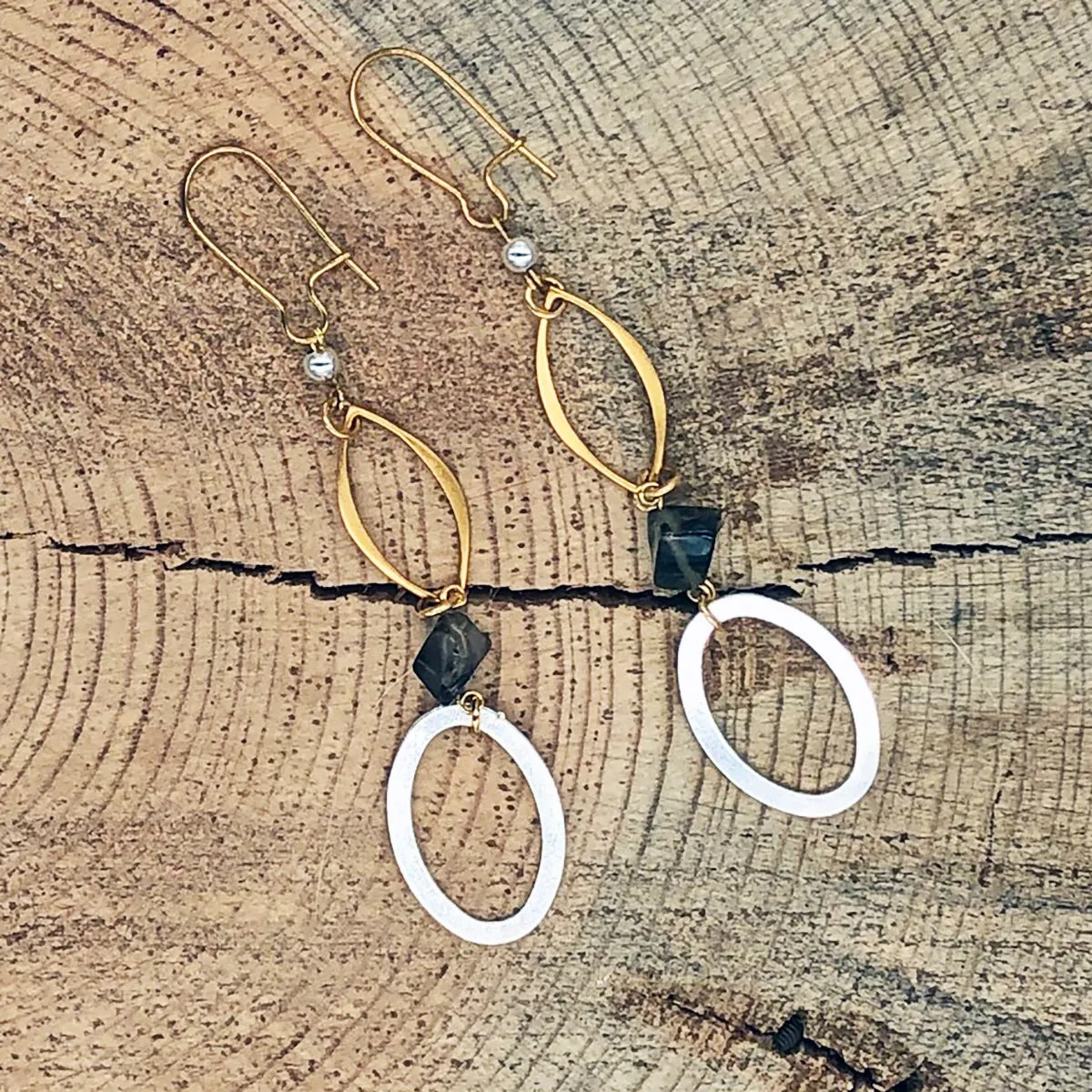 Mixed-metal Earrings with Smoky Quartz