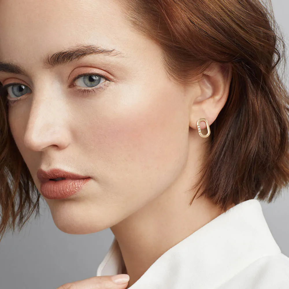 Modern Link Diamond earrings