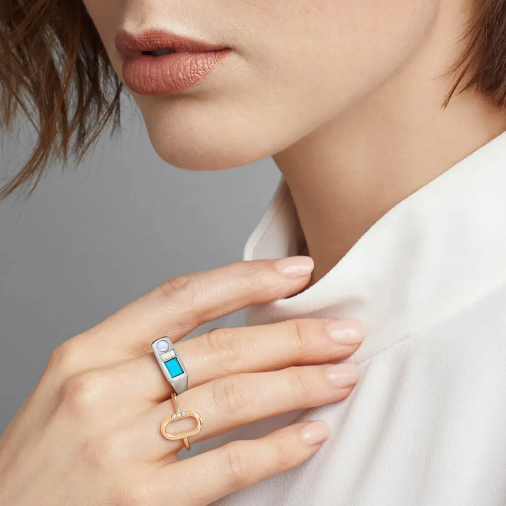 Modern Link diamond Ring