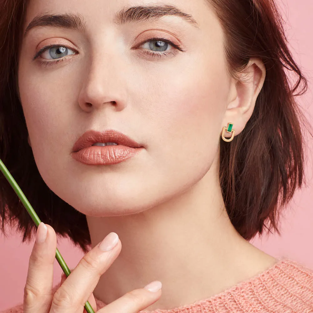 Modern Link emerald earrings