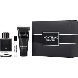 MONT BLANC EXPLORER by Mont Blanc Eau De Parfum Spray 3.3 Oz & Shower Gel 3.3 Oz & Eau De Parfum Spray 0.25 Oz Mini for Men