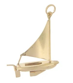 Moveable Sailboat Charm in 14 Karat Yellow Gold