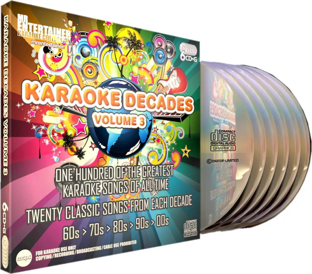 Mr Entertainer Karaoke Decades Vol. 3 - 100 Song 6 Disc CD G Set