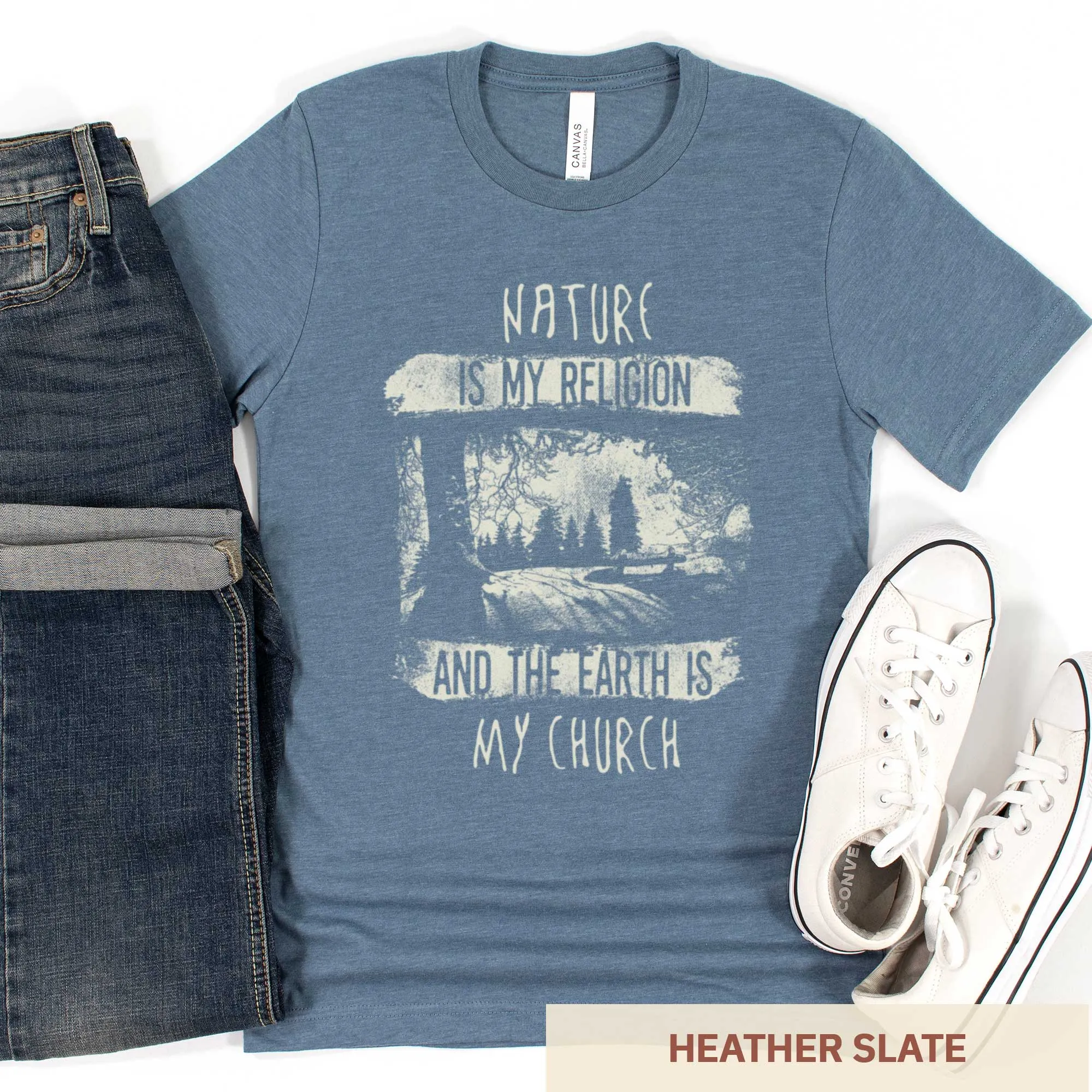 Nature is My Religion and the Earth is My Church - Adult Unisex Jersey Crew Tee
