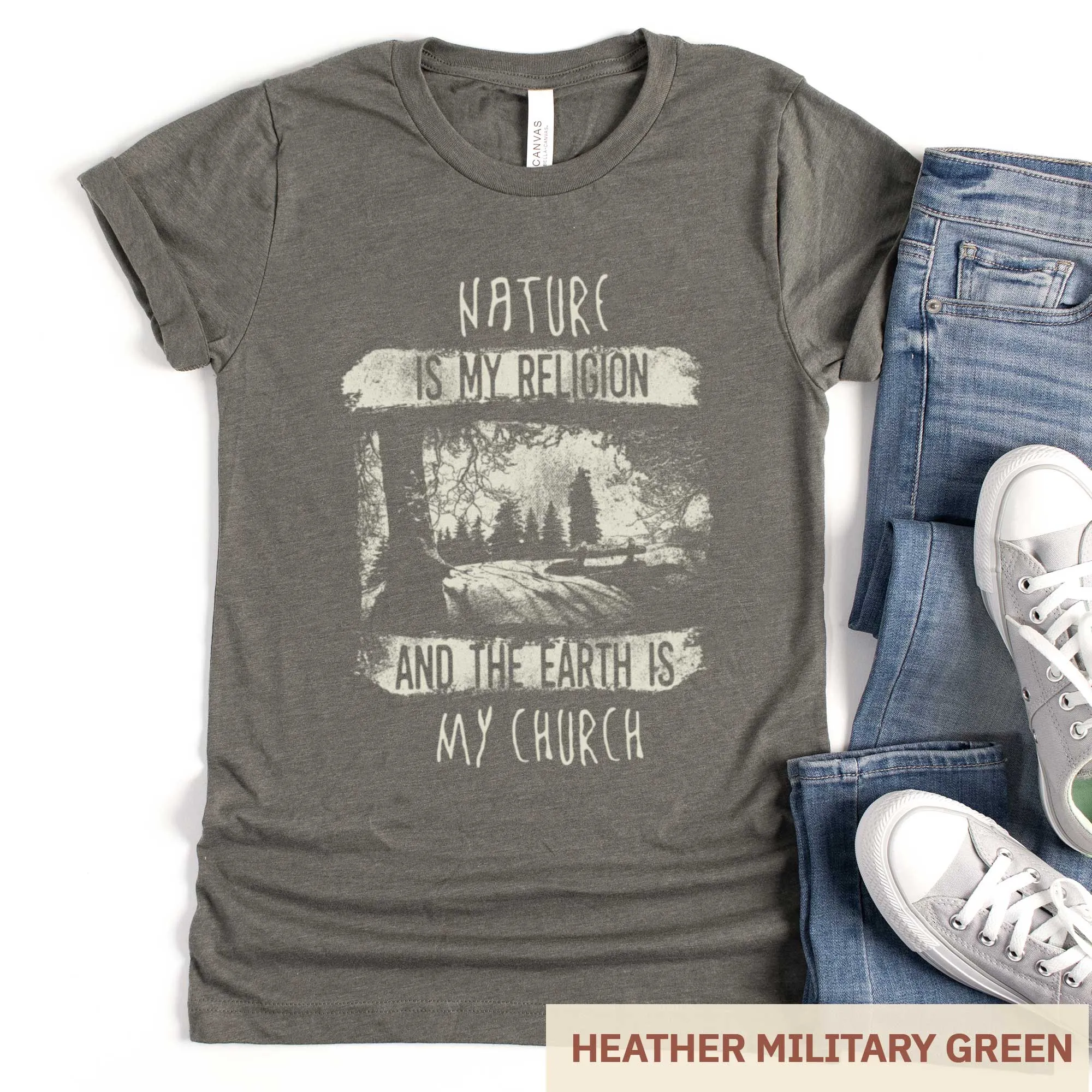 Nature is My Religion and the Earth is My Church - Adult Unisex Jersey Crew Tee