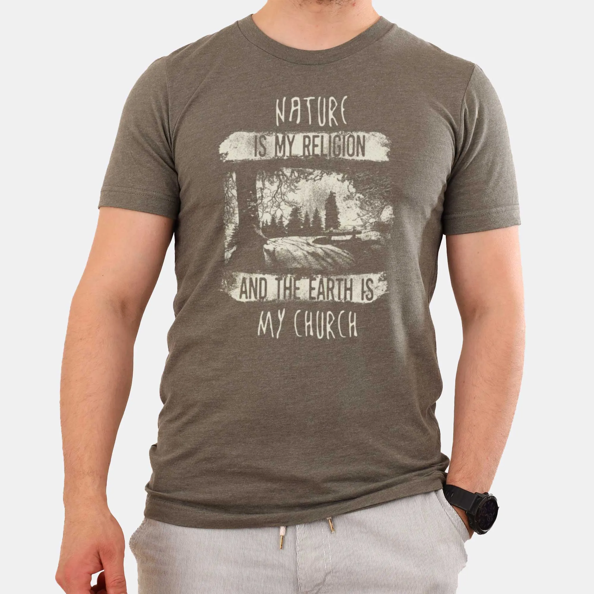 Nature is My Religion and the Earth is My Church - Adult Unisex Jersey Crew Tee