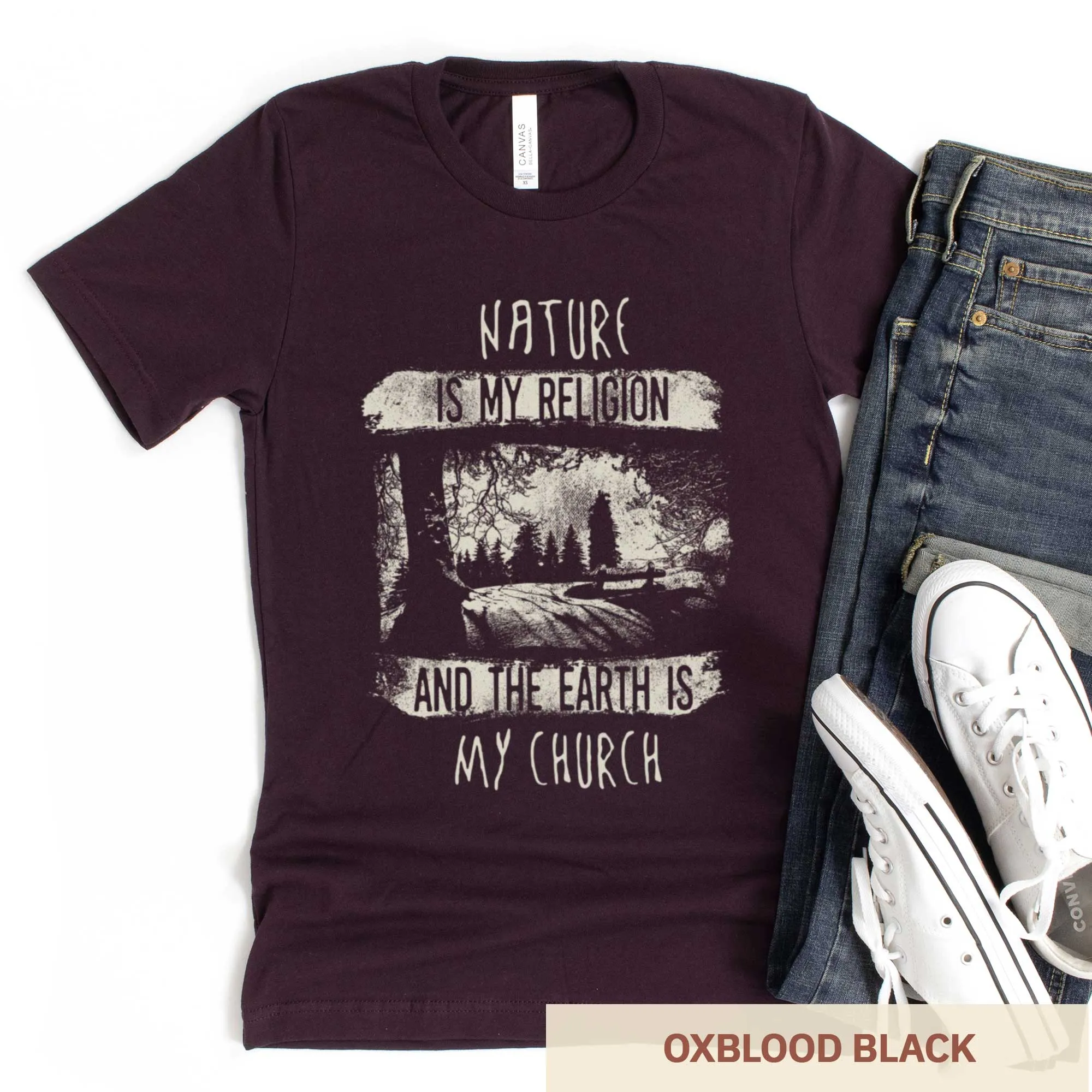 Nature is My Religion and the Earth is My Church - Adult Unisex Jersey Crew Tee