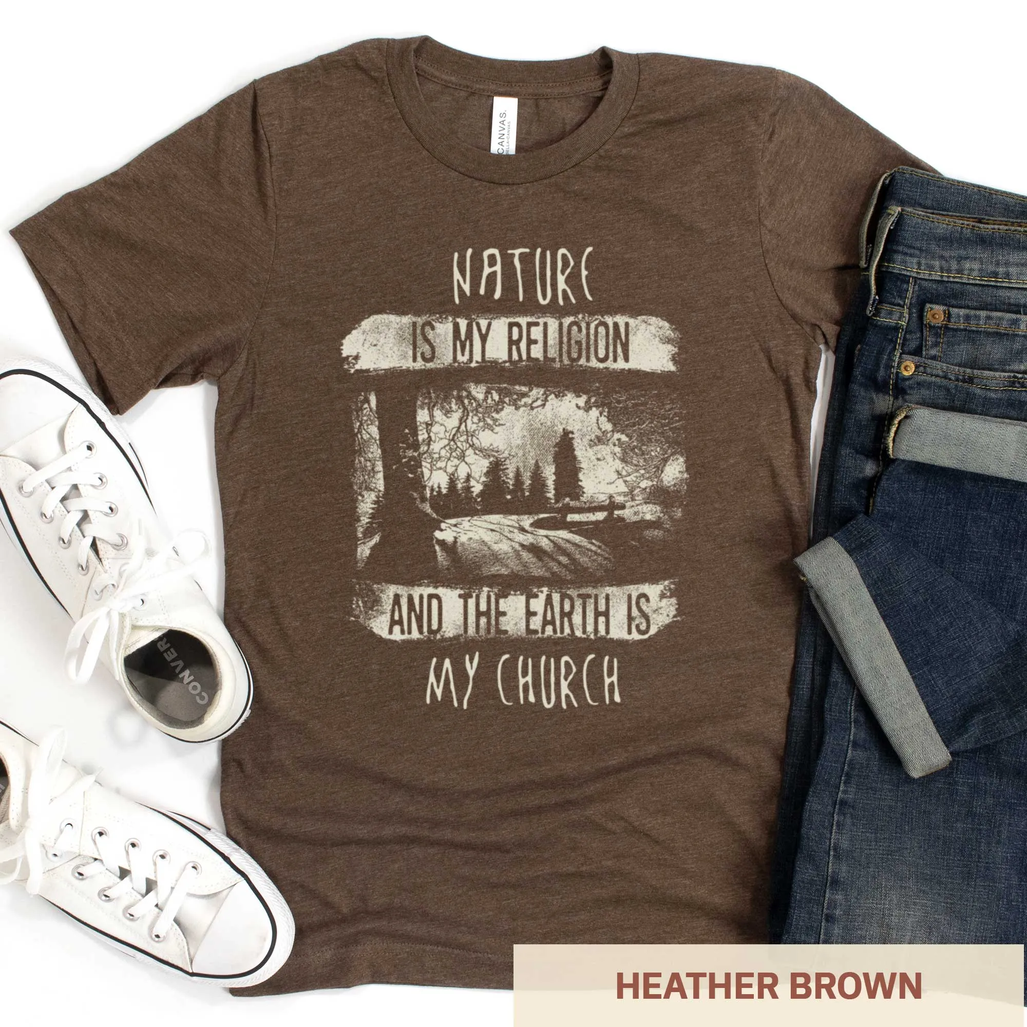 Nature is My Religion and the Earth is My Church - Adult Unisex Jersey Crew Tee