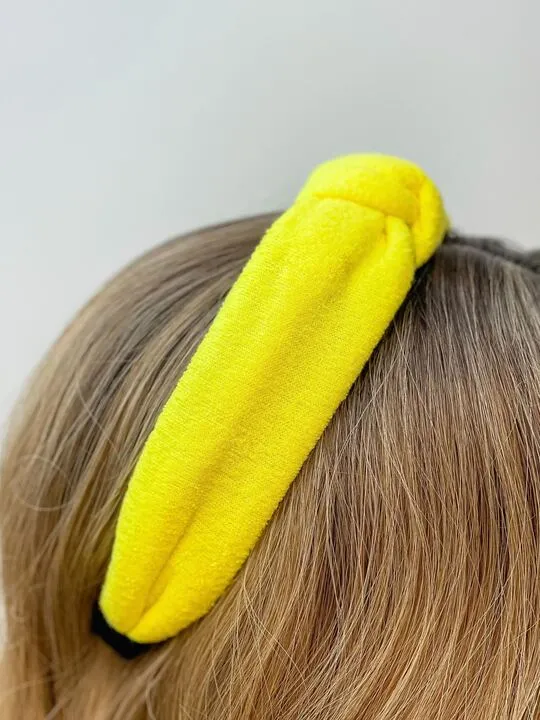 Neon Terry Knotted Headband - Yellow