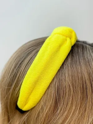 Neon Terry Knotted Headband - Yellow