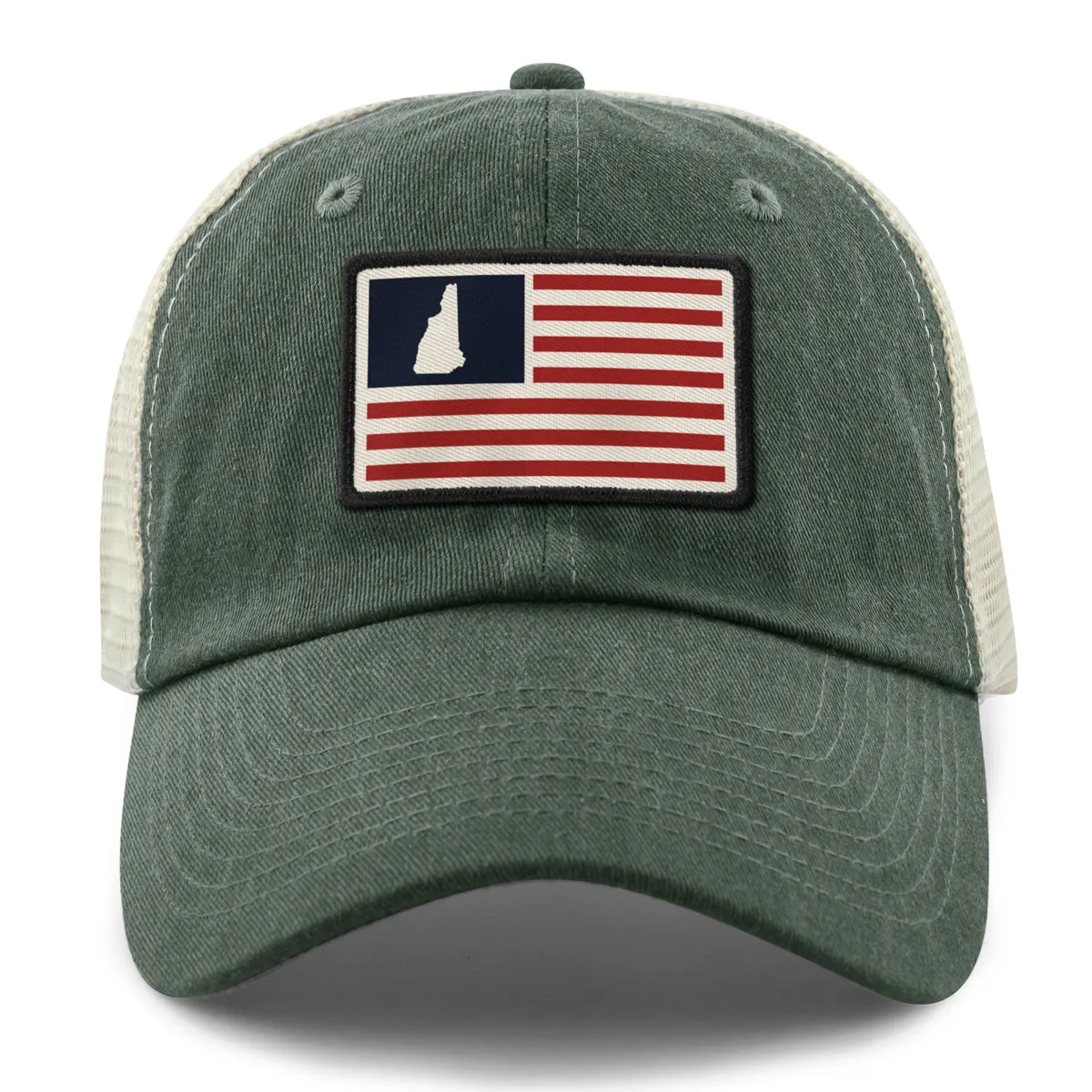 New Hampshire USA Flag Patch Relaxed Trucker