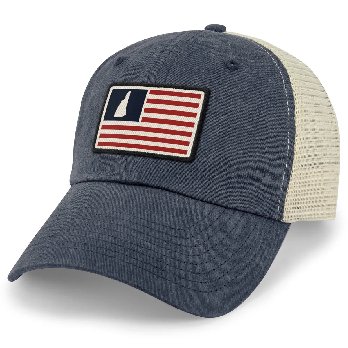 New Hampshire USA Flag Patch Relaxed Trucker