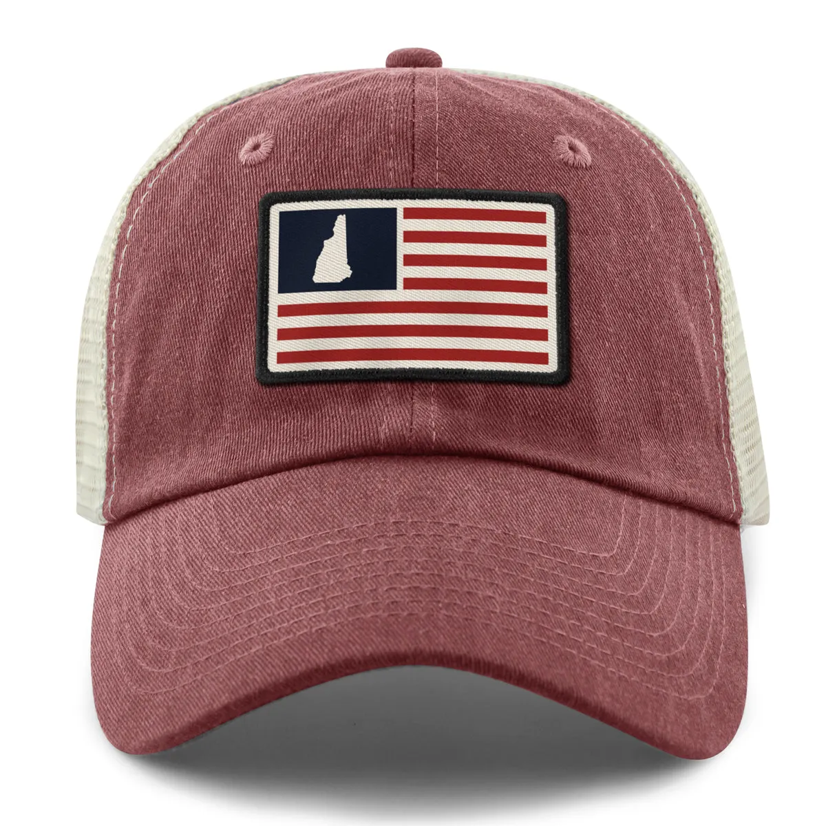 New Hampshire USA Flag Patch Relaxed Trucker