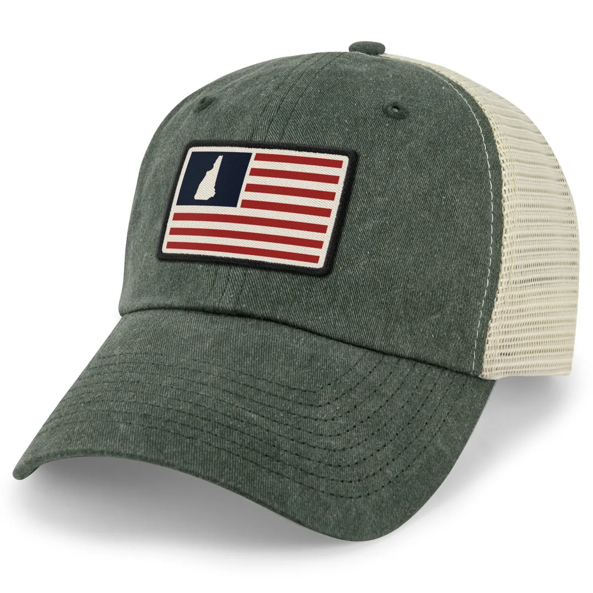 New Hampshire USA Flag Patch Relaxed Trucker