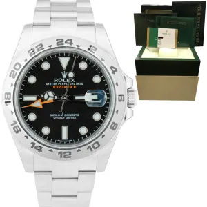 NEW NOS STICKERED 2016 Rolex Explorer II 42mm Black GMT Date Steel Watch 216570